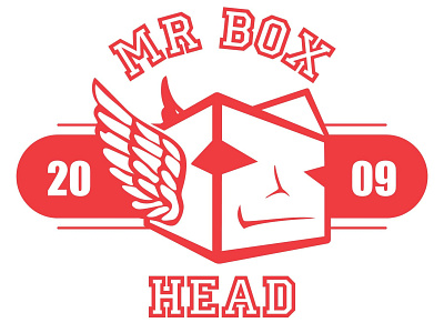 Mr Box Wing box branding design hockey illustrator logo mr box head red red wings typography vector
