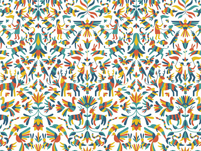 Otomi animals folk art mexico otomi pattern