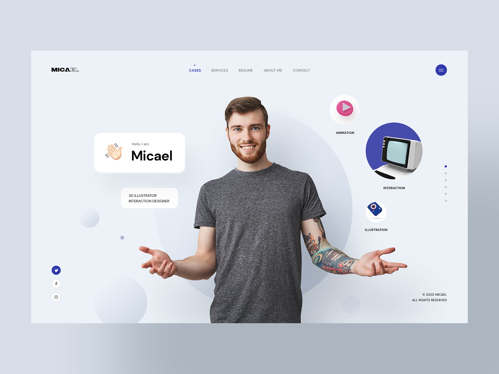 Micael - Personal CV/Resume Site creative cv freelancer illustration minimal minimalist personal portfolio resume resume clean