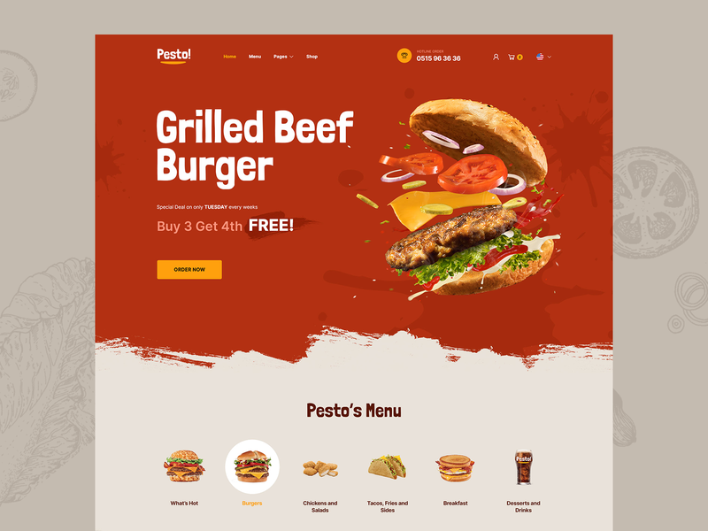 Pesto - Burger & Food Delivery Restaurant burger delivery envato fast food food delivery pizza restaurant tacos themeforest ui website woocommerce wordpress wordpress theme