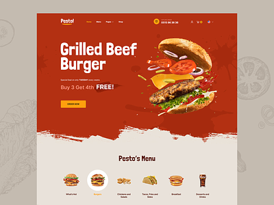 Pesto - Burger & Food Delivery Restaurant burger delivery envato fast food food delivery pizza restaurant tacos themeforest ui website woocommerce wordpress wordpress theme