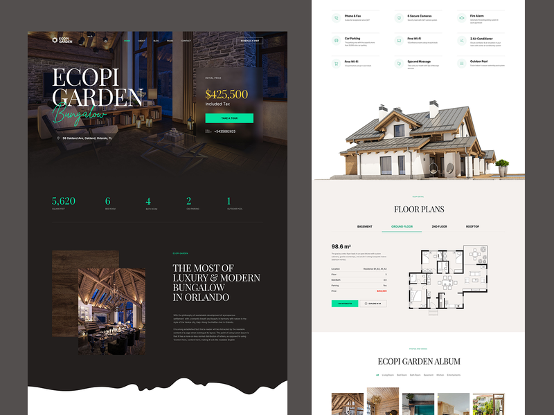 Ecopi Garden Bungalow Website bungalow envato house property real estate residence residential single property themeforest ui website wordpress