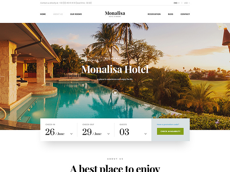 Monalisa Hotel Site by Logan Dang on Dribbble