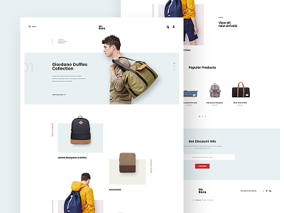 Backpack Store Site Concept backpack bag ecommerce fashion minimal shop site