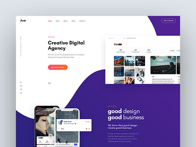 Ave Agency Concept agency ave business gradient gradient color site theme
