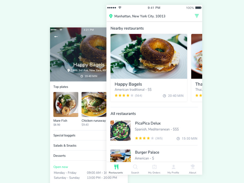 Restaurant App delivery suggestions restaurant