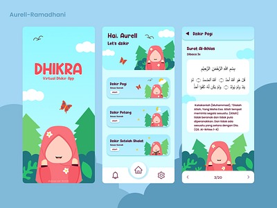 Dhikra App - UI App app aurell ramadhani cool app design cool ui cool uiux cute app cute ui design dzikir app figma graphic design logo mobile app muslim app ui ui app ui dzikir app summer theme ui summer theme ux vector