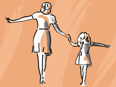 Mother with daughter illustration