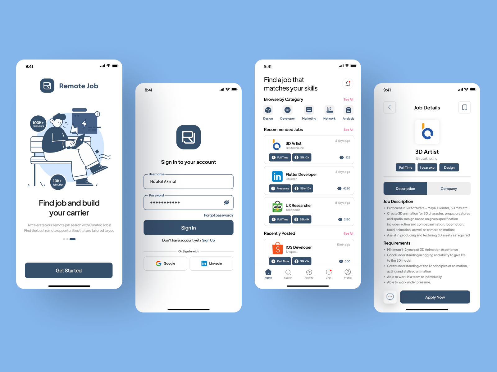 Remote Job Mobile app by Naufal Akmal on Dribbble