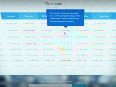 Doctor Template - Timetable blue bundle buy clean corporate light mustachethemes psd responsive themeforest timetable ui