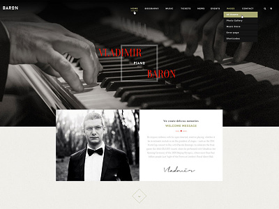 Baron - Music PSD Template baron template classical music design flat geometric music template piano template psd template responsive theme web website
