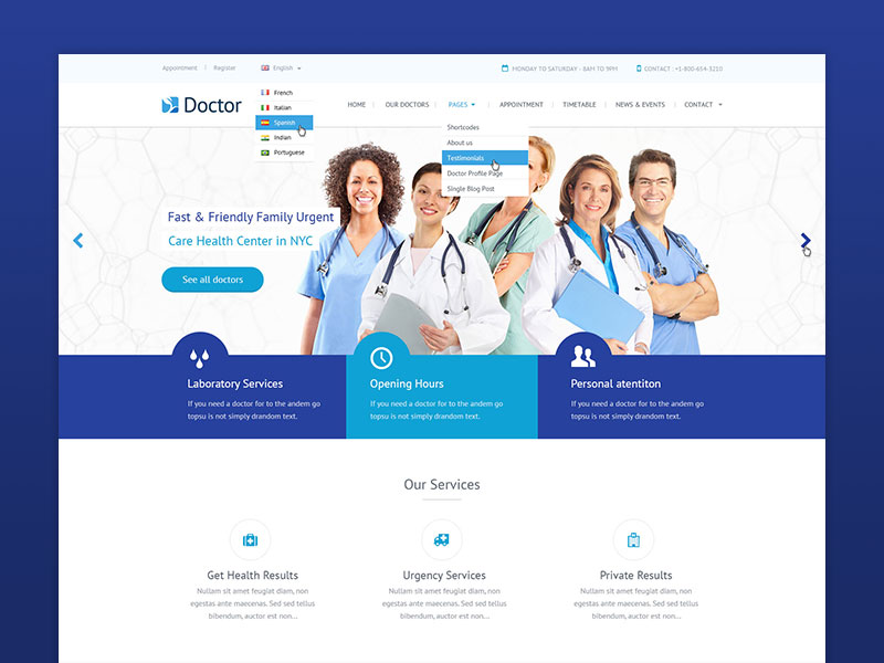 Doctors in english. Clymer Health Clinic”.. Doctor profile Page UI.
