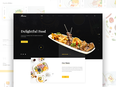 Aluma Restaurant Landing Page cafe clean design food freebie menu minimal restaurant ui ux web website
