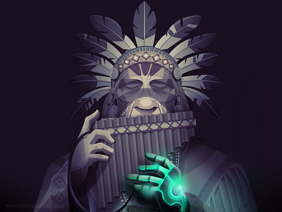 Sound american native character design cyberpunk design illustration indian music pan flute