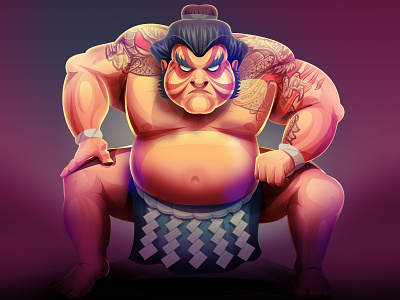 Sumo charachter design illustration japan sumo wrestler