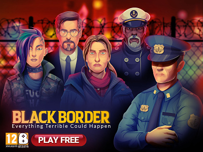 Black Border Game Banner charachter design game illustartion illustration