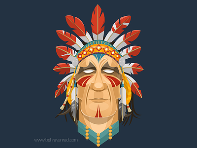Red illustation indian native american red