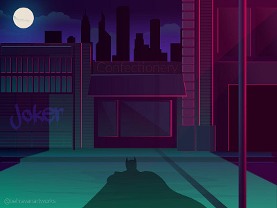 Gotham In Night batman gotham illustrartion vector
