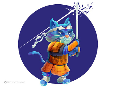 Samurai cat illustartion japan samurai war warrior