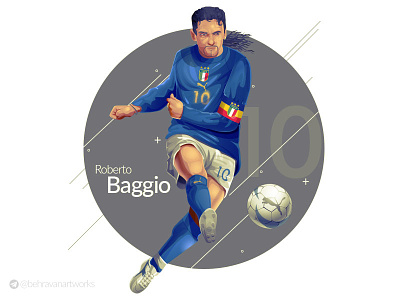 Roberto Baggio charachter design design football illustration italia roberto baggio soccer