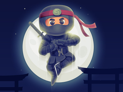 Ninja charachter design illustration japan ninja ronin samurai sword vector warrior