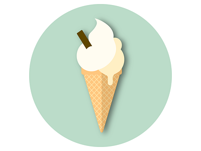 Ice Cream Cone branding circle cone cream design flat frozen graphic design ice ice cream icon illustration logo melting paper like summer vector warm