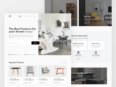 Foornithure - Furniture Landing Page Website design figma furniture grid design landingpage ui uiux webdesign