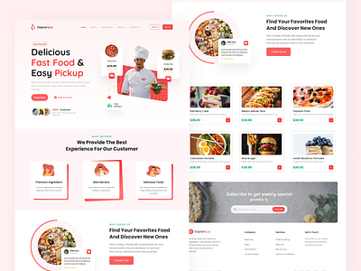 Dapoerque - Food Delivery Restaurant branding design figma food grid illustration landingpage restaurant ui uiux webdesign