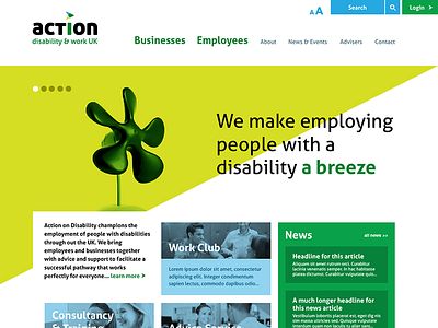 Action on Disability accessibility home page logo website yellow