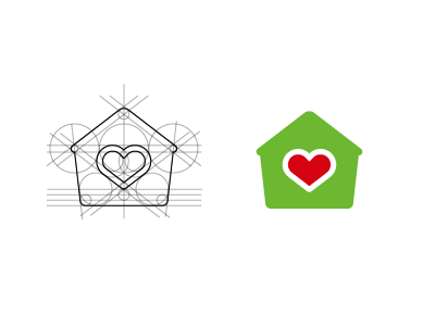 Logo Development brand development guidelines heart home house icon logo symbol wip