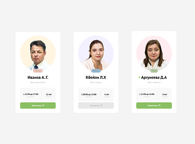 Clinic Personnel Cards Redesign cards clinic doctor medical ui ux web