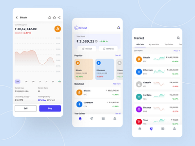 Celsius- Cryptocurrency App Design cryptocurrency ui uidesign user inteface ux