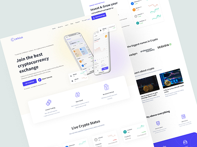 Celsius - Cryptocurrency Website crypto cryptocurrency landingpage ui uidesign user inteface userexperience ux website