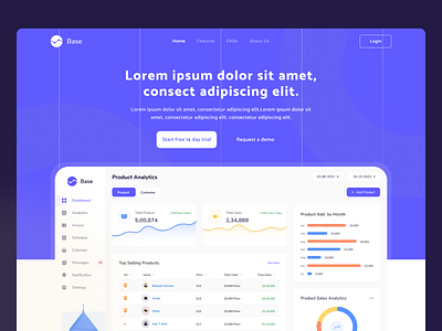 Base - Saas Landing page Concept design landing page saas webside ui uidesign user inteface userexperience userinterface ux