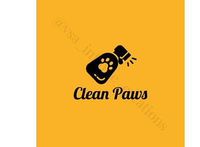 Clean Paws branding design flat illustration logo minimal typography vector