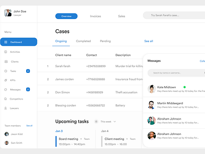 Dashboard for a law firm