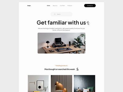 Landing page for a local furniture store