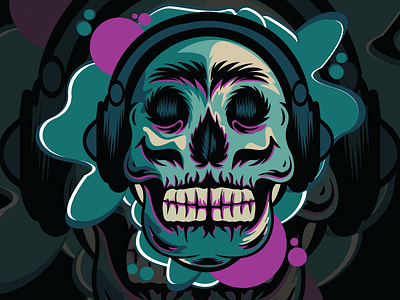 SKULL _ HEADPHONE animation art artwork branding design illustration lineart music musician skull skull art skull logo