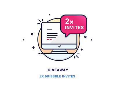 2 Dribbble invites Giveaway draft giveaway icon illustration imac invintations invite line membership outline team