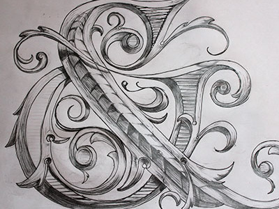 Ampersand sketch art drawing graphite illustration lettering pencil poster