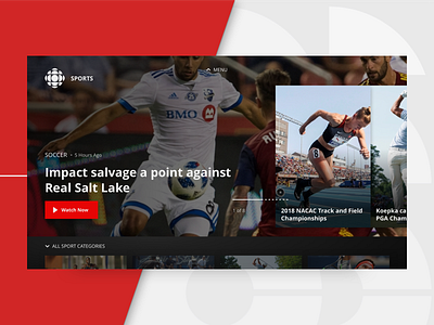 TV App Concept  — CBC Sports Lander