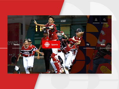 TV App Concept — CBC Menu app collapse design diagonal expand kids menu news red shadows sports tv tv app ui ux
