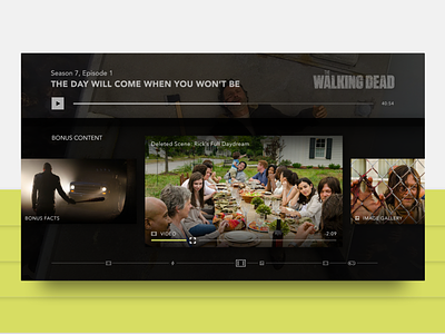 TV App Concept 2/2 10ft app design design player tv app ui video
