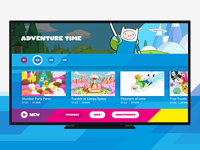 Kids TV App 10ft app design branding colourful kids media shapes ui video