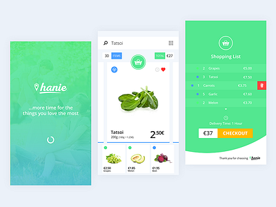 Hanie Shopping App app cards concept flat ios iphone prototype shopping swipe ui ux