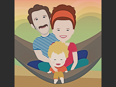 Family portrait character gift portrait retro vector