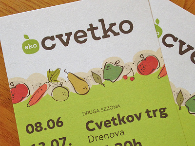 Printed flyers for Eko Cvetko flyer food green identity logo print