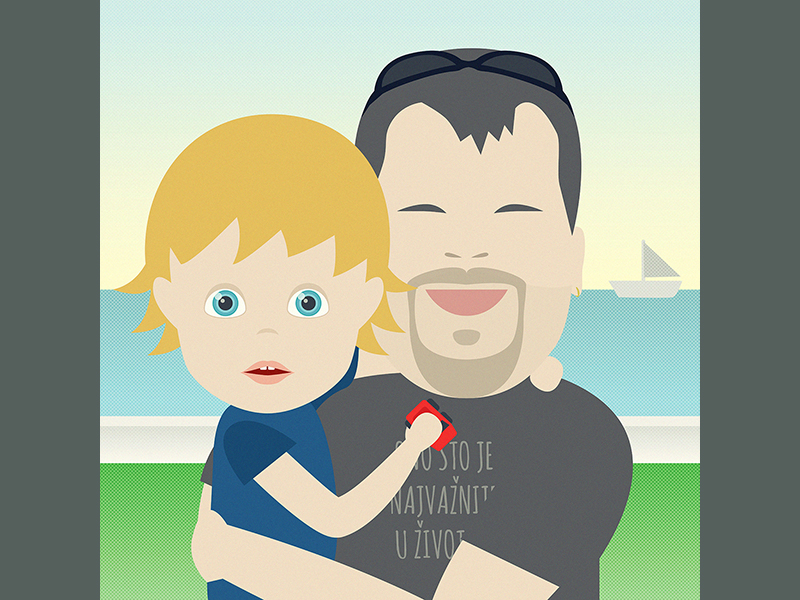 Emanuel & Luka character family father gift portrait son vector