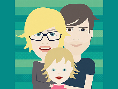 Family portrait J&J character family gift portrait vector