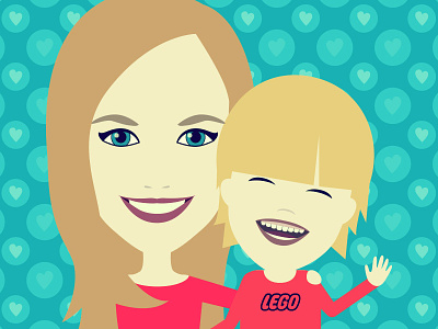 Portrait Tina & Pepe character family gift mother portrait son vector